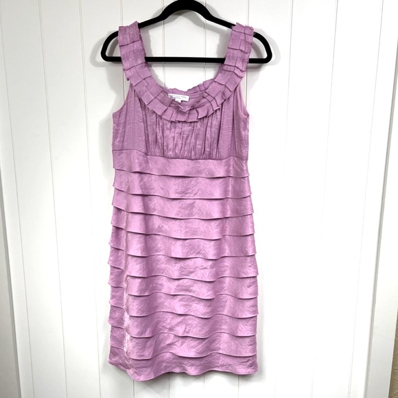 Off the shoulder Fabulous Ruffles! London Times Petite Pink Cocktail Dress - Picture 1 of 8